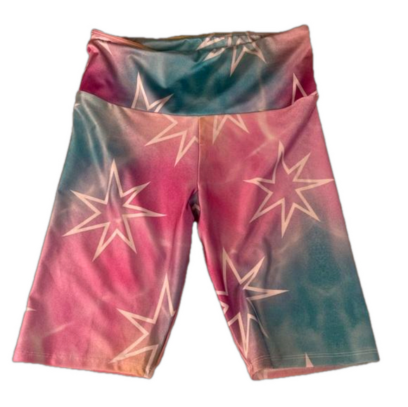 Goldsheep Pants - Goldsheep Pastel Tie Dye Stars Bike Shorts Large